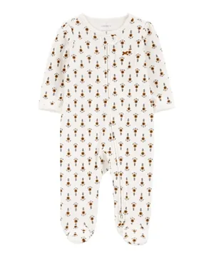 Carter's - Floral Print Interlock Sleep and Play Suit - Gold