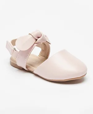 Flora Bella By Shoexpress - Bow Accent Slingback Ballerina Shoes With Hook And Loop Closure - Pink