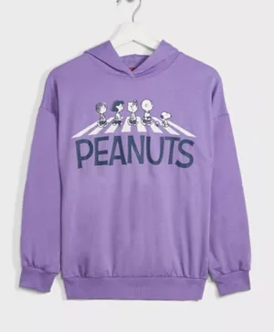 Peanuts Snoopy Hooded Sweatshirt -Purple