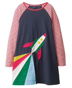 كووكي كيدز فستان بأكمام طويلة - لون بحري