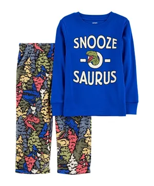 Carter's 2 Piece Dinosaur Cotton & Fleece Pyjamas Set - Blue