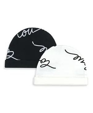 أكاس - قبعة للأطفال (طقم من قطعتين) - أبيض وأسود