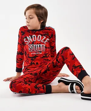 Minoti 2 Piece Snooze Squad Camo Pyjama Set - Red