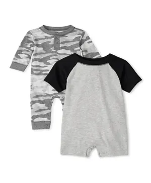 The Children's Place 2 Pack Camo Romper - Grey