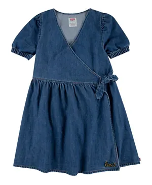 ليفايز فستان منسوج بأكمام منفوخة ®- أزرق