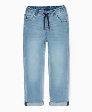 زيبي - بنطال جينز بخصر مطاطي - أزرق