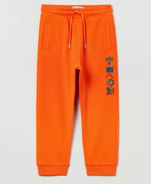 OVS Embroidered Plush Joggers - Orange