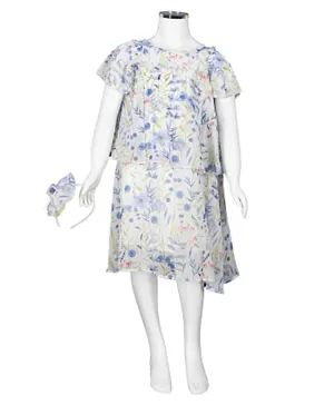 Finelook - Floral Printed Dress - Blue