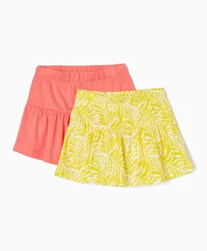 Zippy 2 Pack Solid & Printed Skirts - Peach & Yellow