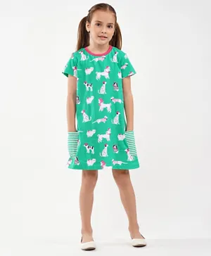 كووكي كيدز فستان بأكمام قصيرة - أخضر