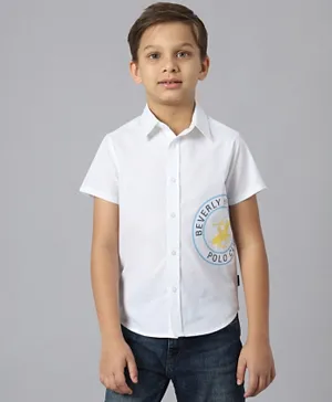 بيفرلي هيلز بولو كلوب - قميص بشعار الماركة - أبيض