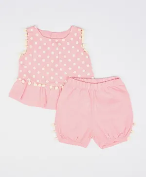 Finelook Dots Printed Pajama - Pink