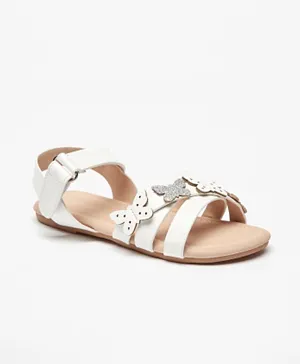 Flora Bella by ShoeExpress  Butterfly Accent Sandals with Hook and Loop Closure - White
