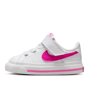 Nike Court Legacy Elastic Lace Shoes - White & Pink