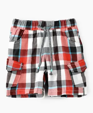 Jam All Over Checked Elastic Waist Shorts - Multicolor