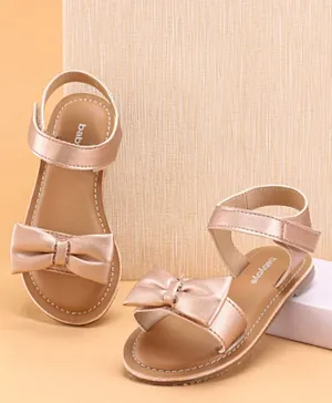 Babyoye Party Wear Sandals Bow Applique - Rose Gold