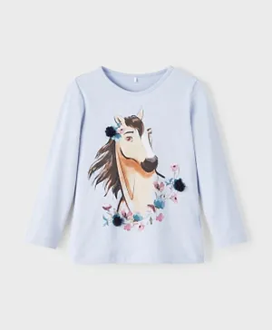 Name It Horse Printed T-Shirt - Blue