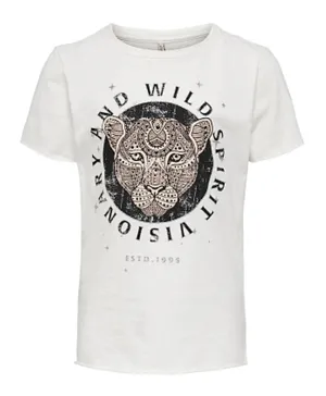 Only Kids Lion Graphic Tee - White