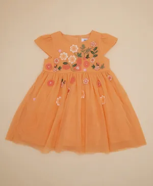 R&B Kids - Embroidered Yoke Prom Dress - Orange
