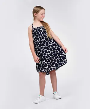 مينوتي فستان بطباعة كاملة من الفسكوز - باللون البحري