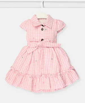 Finelook - Checked Polo Dress - Pink