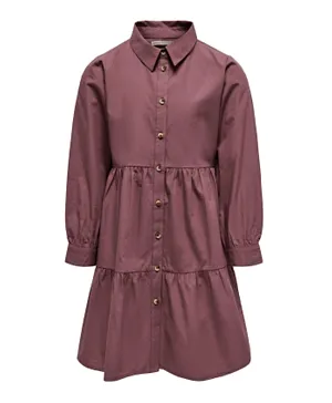 Only Kids Button Dress - Maroon
