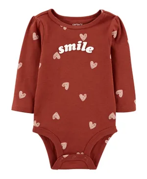 Carter's - 'Smile' Printed Bodysuit - Brown