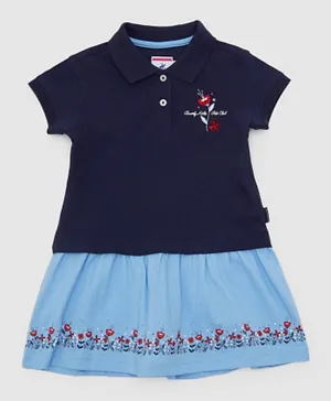 Beverly Hills Polo Club Floral Embroidered Dress - Blue