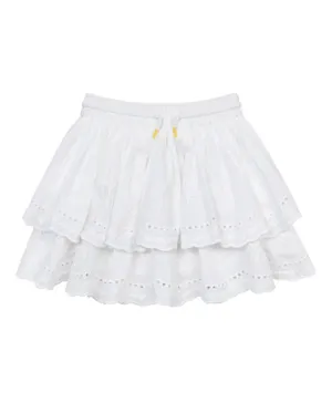 Minoti - Tiered Broderie Anglais Skirt - White