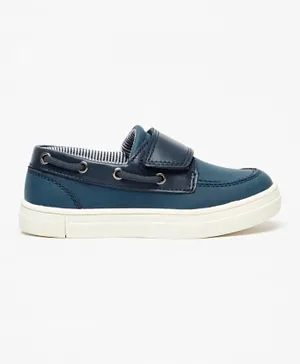 Juniors - Solid Loafers With Hook And Loop Closure - Navy
