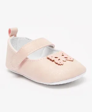 Flora Bella By Shoexpress - Butterfly Accented Booties With Hook And Loop Closure - Pink