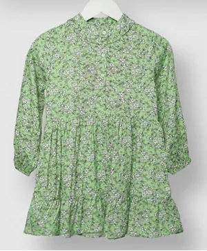 نيون - فستان بطبعة زهور  - أخضر