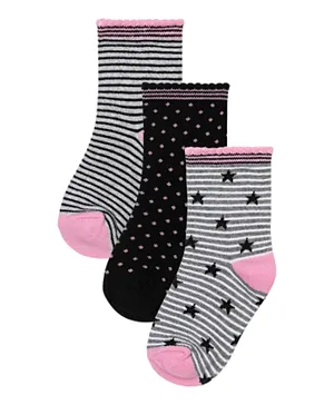 Minoti Girls Stars Spots Knitted Socks - Pack of 3 - Multicolor