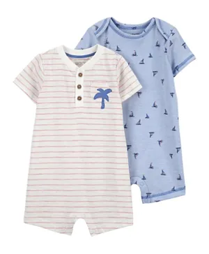 Carter's - 2-Pack Cotton Rompers - Blue/Pink
