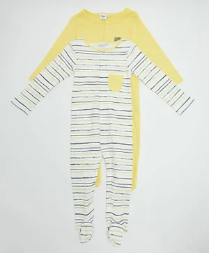 R&B Kids 2 Pack Button Front Sleepsuits - Multicolor