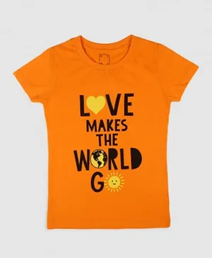 Neon Girl's Printed Casual T-shirt - Orange