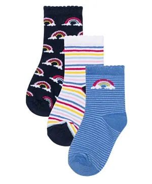 Minoti Girls Rainbow Stripes Knitted Socks - Pack of 3 - Multi