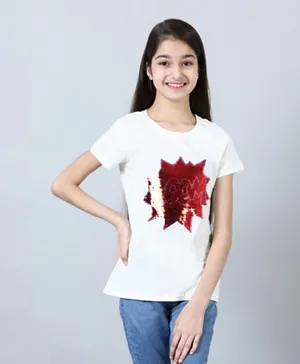 Neon Girl's Round Neck Short Sleeve T-shirt-White