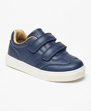 Mister Duchini Textured Sneakers with Hook and Loop Closure - Navy