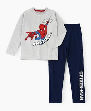 UrbanHaul X Marvel Spiderman Pyjama Set - Grey & Blue