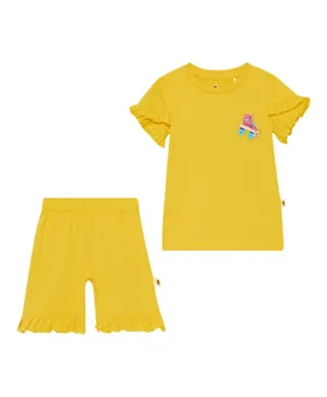 Cheekee Munkee Skates Graphic T-shirt & Shorts Set - Yellow