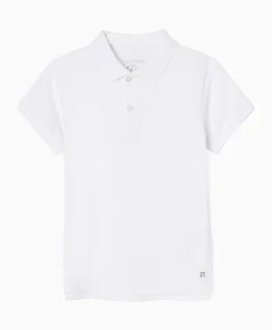 Zippy Ribbed Collar Polo T-Shirt - White