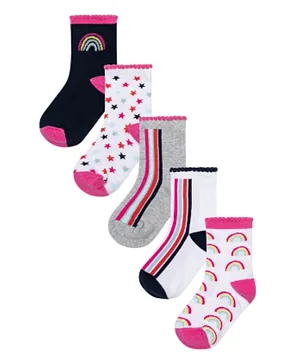 Minoti Girls Rainbows Knitted Socks - Pack of 5 - Multi