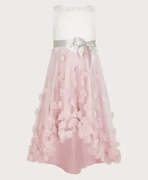 مونسون تشيلدرن فستان إيانثي بزهور ثلاثية الأبعاد - وردي داكن