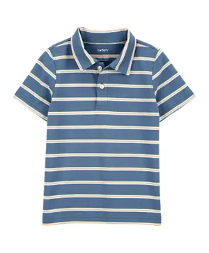 Carter's - Striped Jersey Polo T-Shirt - Blue