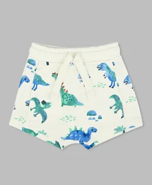 Finelook Dinosaur Printed Shorts - White