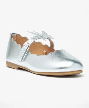 Juniors - Embellished Butterfly Mary Jane Shoes with Hook and Loop Closure - Silver