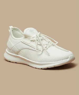 Oaklan By Shoexpress - Textured Walking Shoes with Lace-Up Closure - White