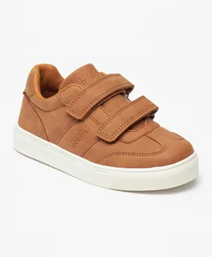 Mister Duchini Textured Sneakers with Hook and Loop Closure - Tan