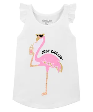 OshKosh B'Gosh Flamingo Flutter Sleeve Top - White